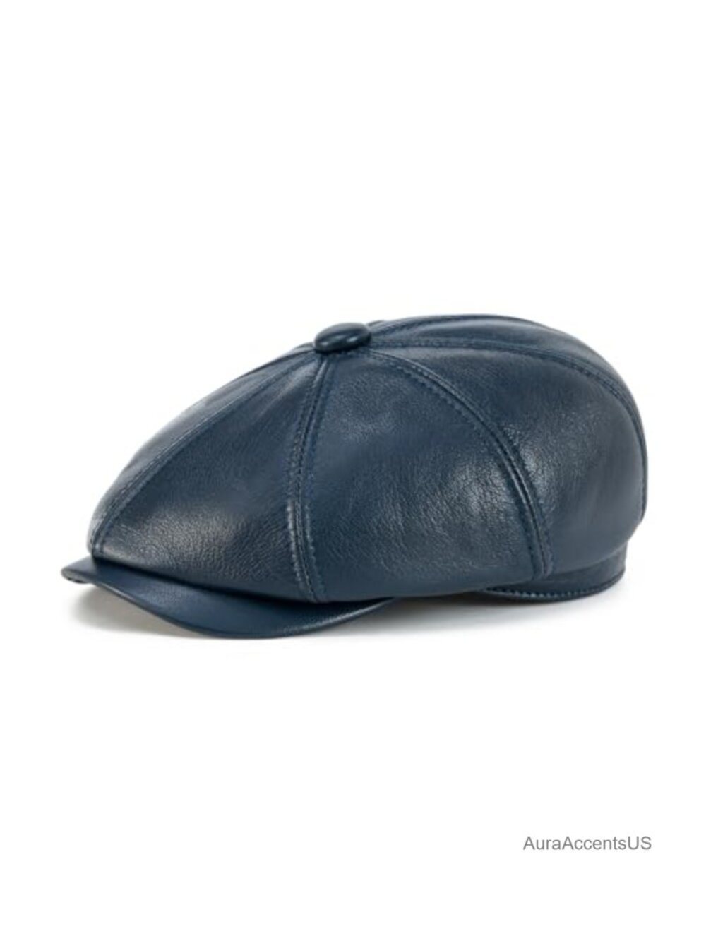 Genuine Leather 8 Panel Newsboy Cap Gatsby Hat Adjustable Fitted